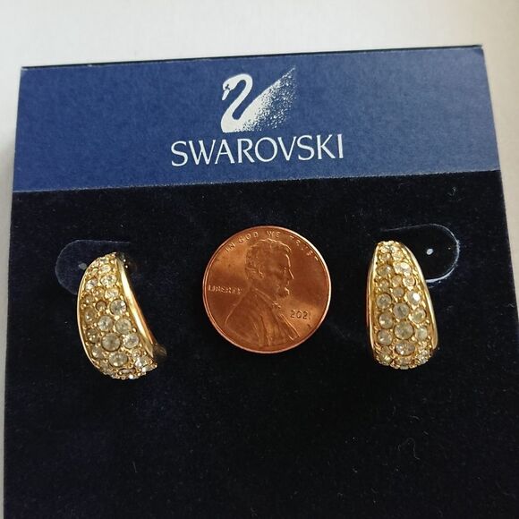 Swarovski crystal gold tone earrings - Picture 1 of 5